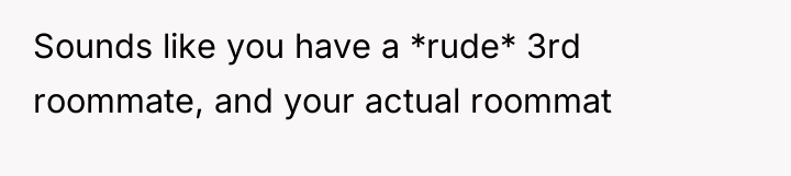 Sounds like you have a *rude* 3rd roommate, and your...