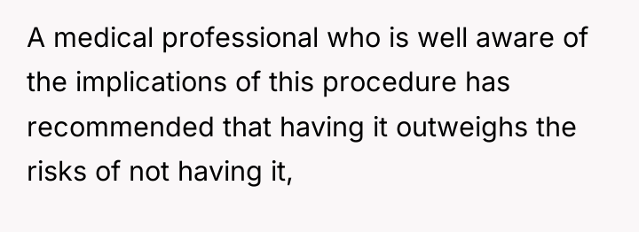 A medical professional who is well aware of the implications...