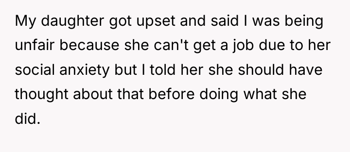 My daughter got upset and said I was being unfair...