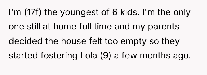 I'm (17f) the youngest of 6 kids. I'm the only...