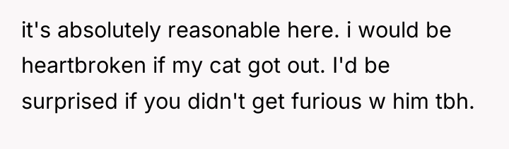 it's absolutely reasonable here. i would be heartbroken if my...