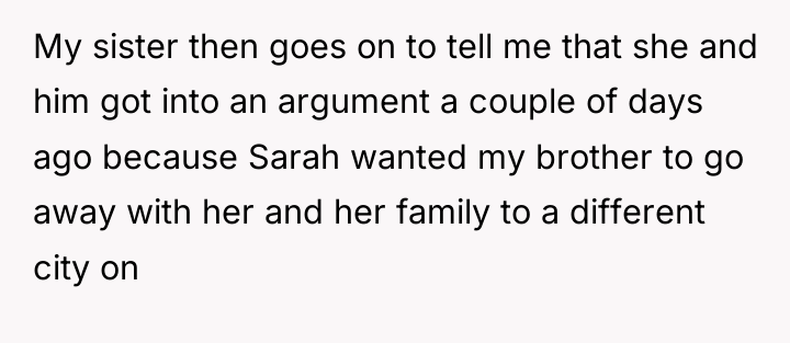 My sister then goes on to tell me that she...