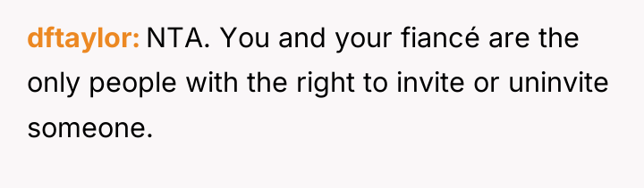 dftaylor NTA. You and your fiancé are the only people...