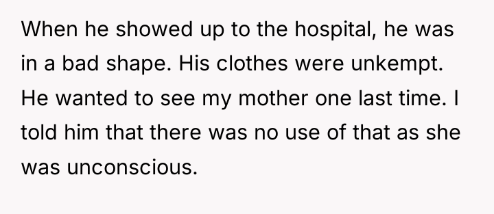 When he showed up to the hospital, he was in...