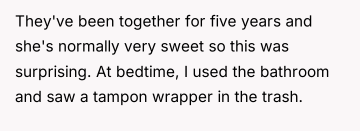 They've been together for five years and she's normally very...