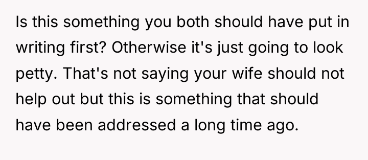 Is this something you both should have put in writing...