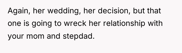 Again, her wedding, her decision, but that one is going...