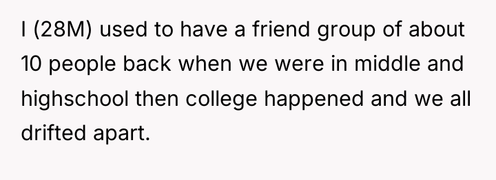 I (28M) used to have a friend group of about...
