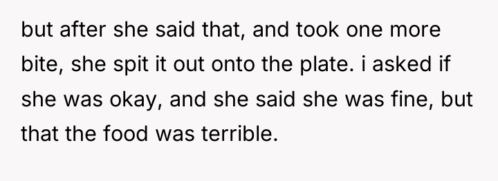 but after she said that, and took one more bite,...