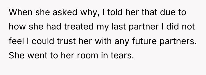 When she asked why, I told her that due to...