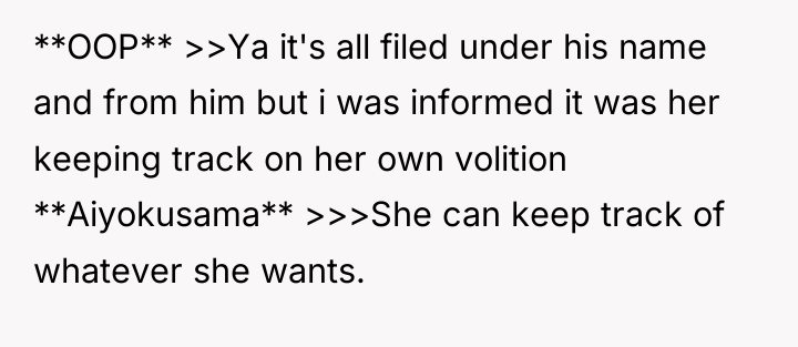 **OOP** >>Ya it's all filed under his name and from...