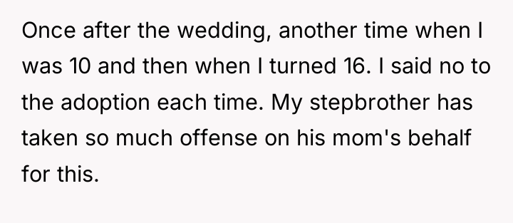 Once after the wedding, another time when I was 10...
