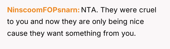 NinscoomFOPsnarn NTA. They were cruel to you and now they...