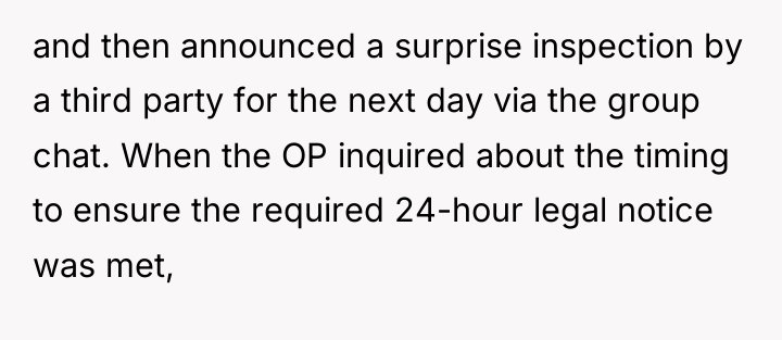 and then announced a surprise inspection by a third party...