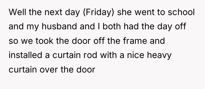Well the next day (Friday) she went to school and...