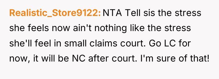 Realistic_Store9122 NTA Tell sis the stress she feels now ain't...