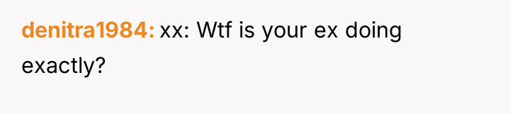 denitra1984 xx: Wtf is your ex doing exactly?
