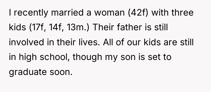 I recently married a woman (42f) with three kids (17f,...