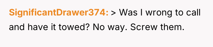SignificantDrawer374 > Was I wrong to call and have it...