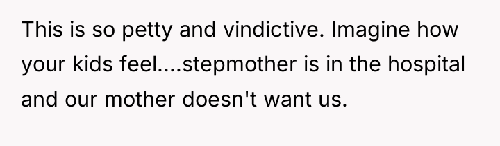This is so petty and vindictive. Imagine how your kids...