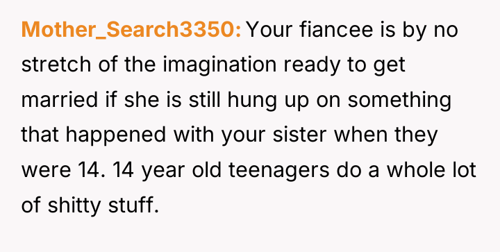 Mother_Search3350 Your fiancee is by no stretch of the imagination...