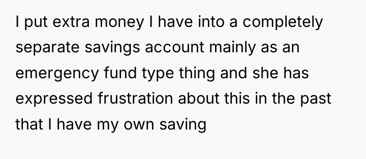 I put extra money I have into a completely separate...