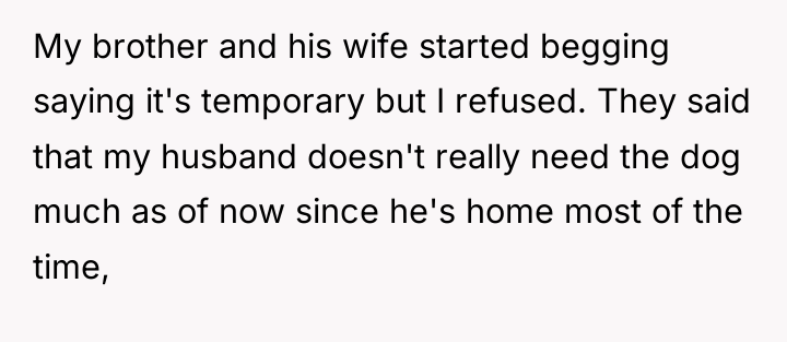 My brother and his wife started begging saying it's temporary...