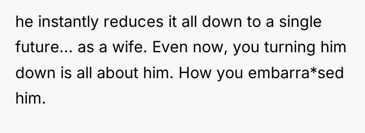 he instantly reduces it all down to a single future......