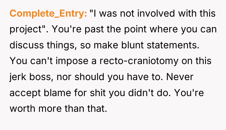 Complete_Entry "I was not involved with this project". You're past...