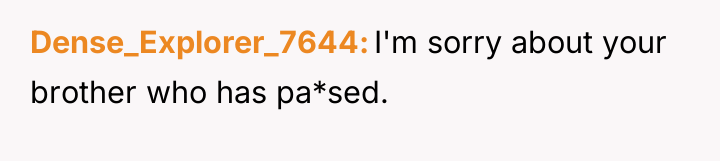 Dense_Explorer_7644 I'm sorry about your brother who has pa*sed.
