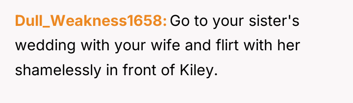 Dull_Weakness1658 Go to your sister's wedding with your wife and...