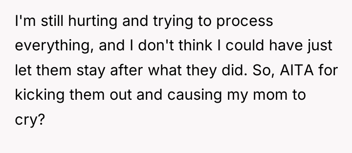 I'm still hurting and trying to process everything, and I...
