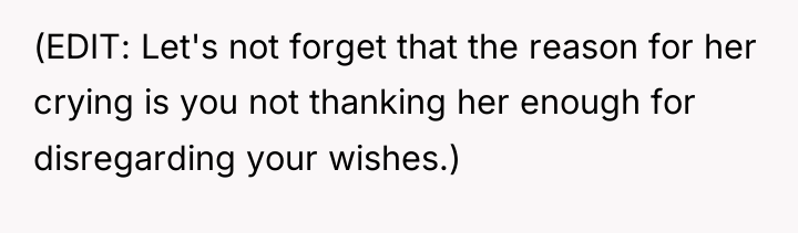 (EDIT: Let's not forget that the reason for her crying...