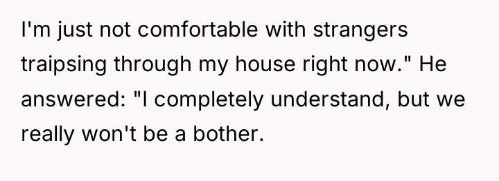 I'm just not comfortable with strangers traipsing through my house...