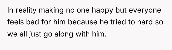 In reality making no one happy but everyone feels bad...