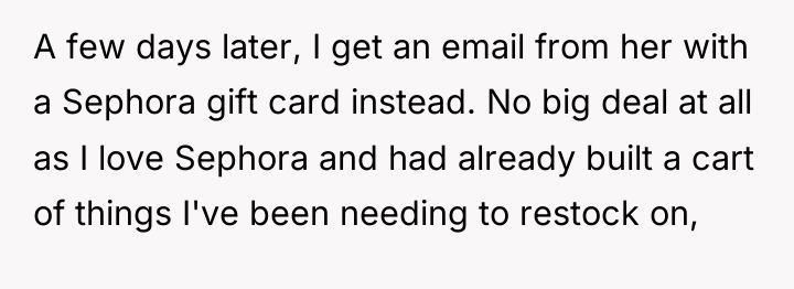 A few days later, I get an email from her...
