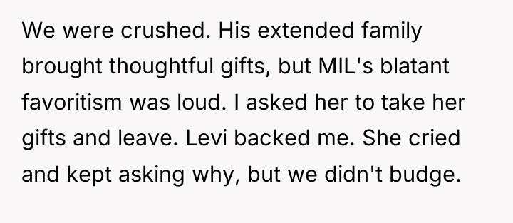 We were crushed. His extended family brought thoughtful gifts, but...