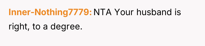 Inner-Nothing7779 NTA Your husband is right, to a degree.