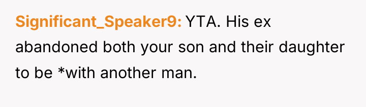 Significant_Speaker9 YTA. His ex abandoned both your son and their...