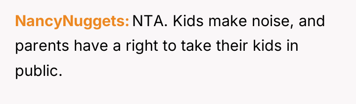 NancyNuggets NTA. Kids make noise, and parents have a right...