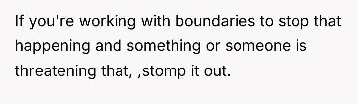 If you're working with boundaries to stop that happening and...