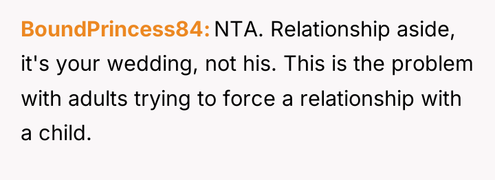 BoundPrincess84 NTA. Relationship aside, it's your wedding, not his. This...