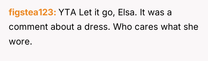 figstea123 YTA Let it go, Elsa. It was a comment...