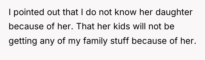 I pointed out that I do not know her daughter...