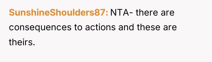 SunshineShoulders87 NTA- there are consequences to actions and these are...