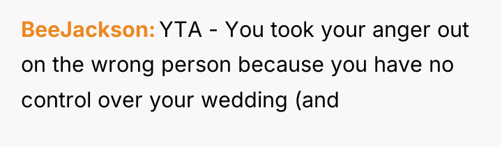 BeeJackson YTA - You took your anger out on the...