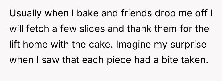 Usually when I bake and friends drop me off I...
