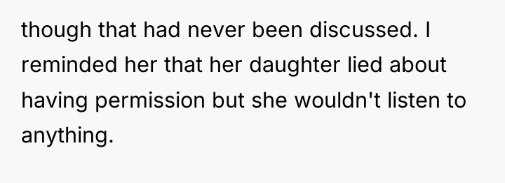 though that had never been discussed. I reminded her that...