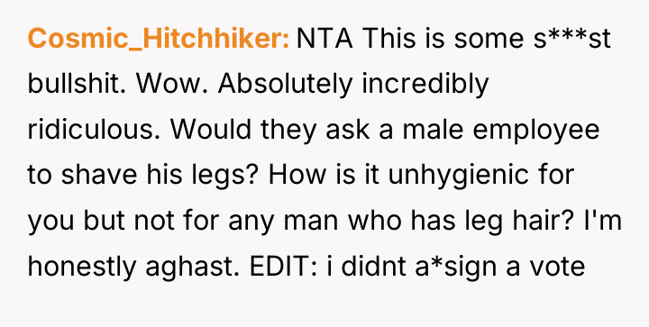 Cosmic_Hitchhiker NTA This is some s***st bullshit. Wow. Absolutely incredibly...
