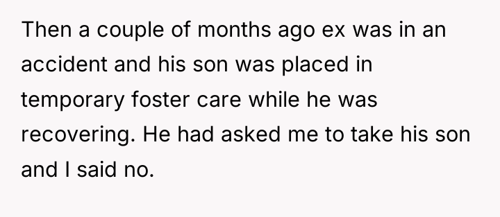 Then a couple of months ago ex was in an...